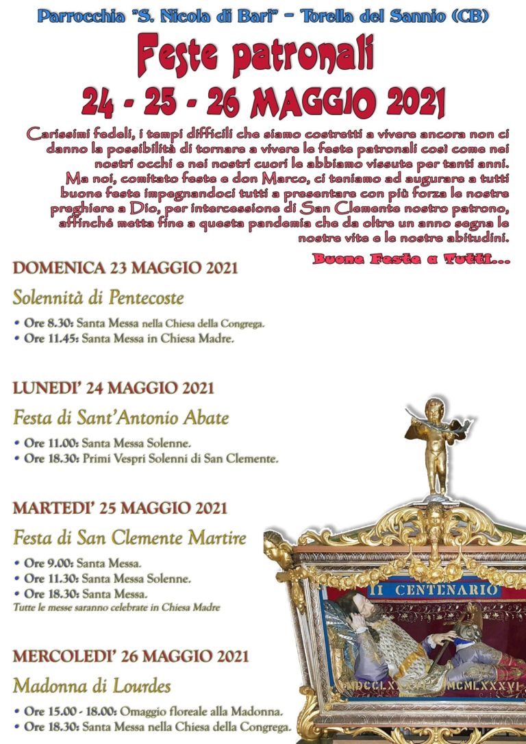 Festivit Di San Clemente Pubblicato Il Calendario Per Le Celebrazioni 